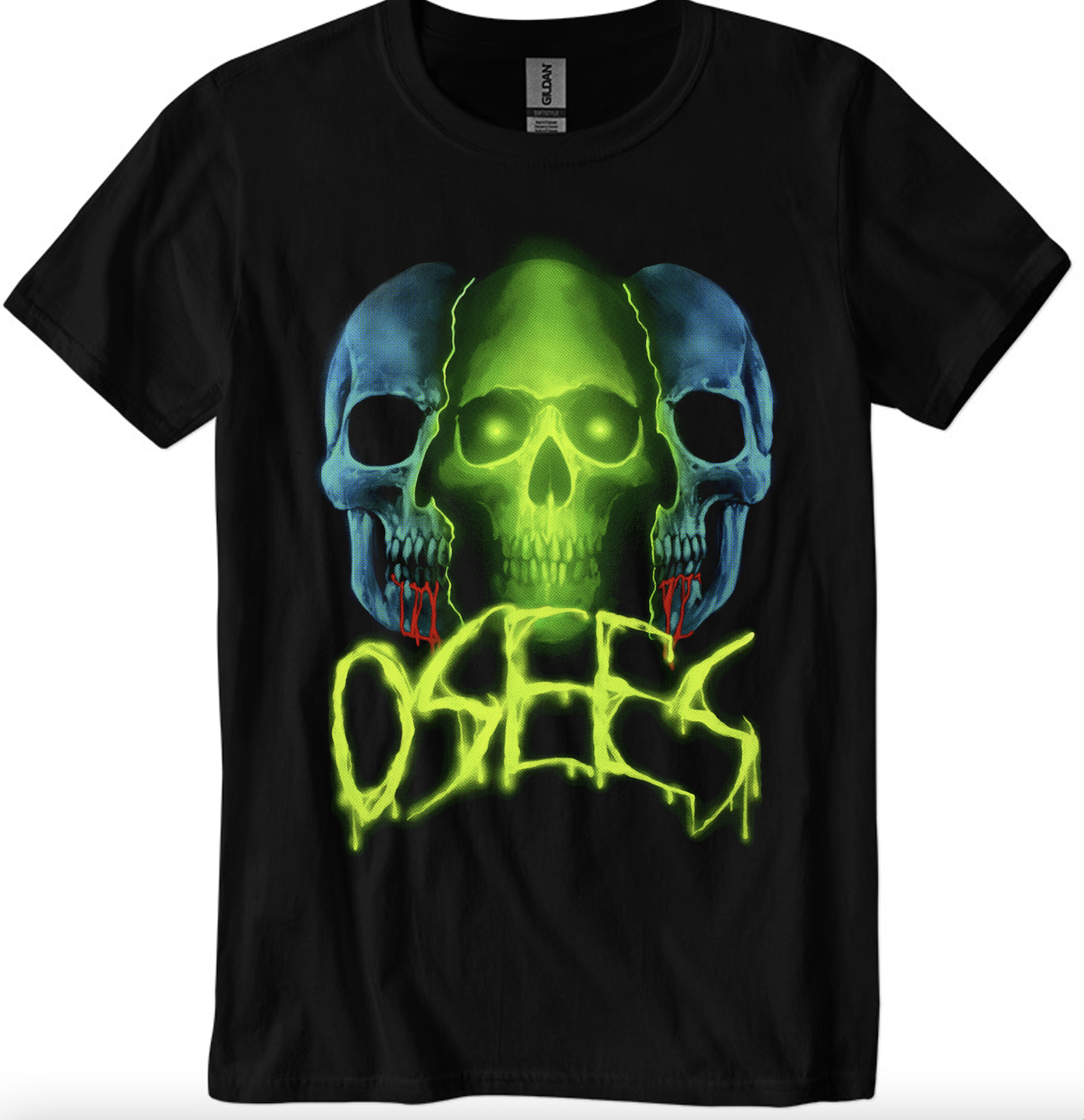 Kegøn 【20xx】Skull face tee✩ OSEES - THREE SKULLS T-SHIRT — Wax Face Toys